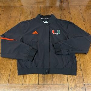 Miami Hurricanes Jacket Men Small Team Issued NCAA Football Adidas Sports Black